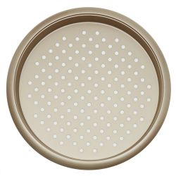 12 Wholesale Home Basics Aurelia NoN-Stick 13.75gc X 1gc Carbon Steel Perforated Pizza Pan, Gold