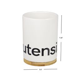 6 pieces of Home Basics Ceramic Utensil Holder With Bamboo Base