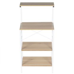Home Basics 4 Tier Microwave Stand With Wood Top, White