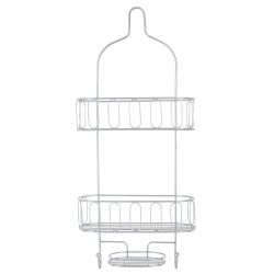12 Wholesale Home Basics Unity 2 Tier Shower Caddy With Bottom Hooks And Center Soap Dish Tray