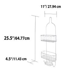 12 Wholesale Home Basics Unity 2 Tier Shower Caddy With Bottom Hooks And Center Soap Dish Tray