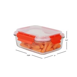12 pieces of Home Basics Leak Proof  51 Oz. Rectangular Glass Food Storage Container With AiR-Tight Plastic Lid, Red