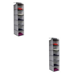 12 pieces of Home Basics Herringbone 6 Shelf NoN-Woven Hanging Closet Organizer, Grey
