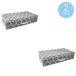 12 Wholesale Home Basics Arabesque NoN-Woven Under The Bed Organizer, Grey