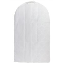 12 Wholesale Home Basics Arabesque NoN-Woven Garment Bag With Clear Plastic Panel, White