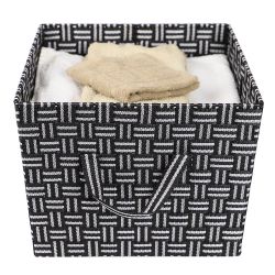 6 pieces of Home Basics Striped X-Large Woven Strap Open Bin, Black