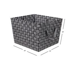 6 pieces of Home Basics Striped X-Large Woven Strap Open Bin, Black