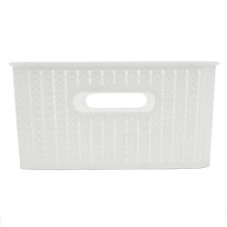 6 Wholesale Home Basics 12.5 Liter Plastic Basket With Handles, White