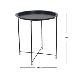 6 pieces of Home Basics Foldable Round MultI-Purpose Side Accent Metal Table, Matte Black