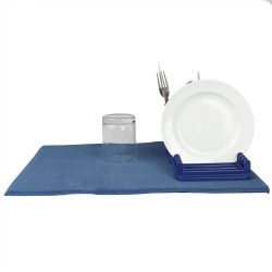 6 Wholesale Michael Graves Design 3 Section Plastic  Dish Drying Rack With Super Absorbent Microfiber Mat, Indigo