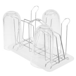 6 Wholesale Home Basics Metal Cup Drying Rack With Draining Tray, White
