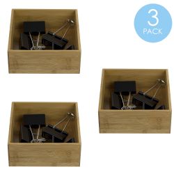 12 Wholesale Home Basics 6" X 6" Bamboo Drawer Organizer, Natural