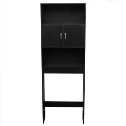 Home Basics  3 Tier Wood Space Saver Over The Toilet Bathroom Shelf  With Open Shelving And Cabinets, Espresso - Storage & Organization