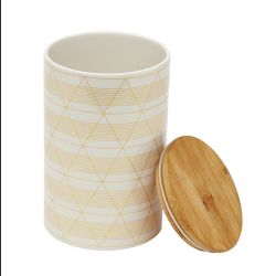 12 Wholesale Home Basics 51oz. Diamond Stripe Ceramic Canister, White