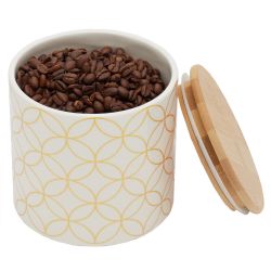 12 Wholesale Home Basics Vescia Small Ceramic Canister With Bamboo Top