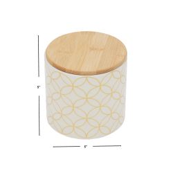 12 Wholesale Home Basics Vescia Small Ceramic Canister With Bamboo Top