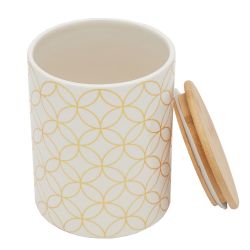12 Wholesale Home Basics Vescia Medium Ceramic Canister With Bamboo Top