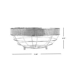 12 Wholesale Home Basics Pave Large Capacity Decorative NoN-Skid Steel Fruit Bowl, Chrome