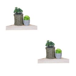 6 Wholesale Home Basics Corner Floating Shelf, Oak