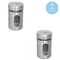 48 Wholesale Home Basics 4 Oz. Stainless Steel Shaker With Glass Window, Silver