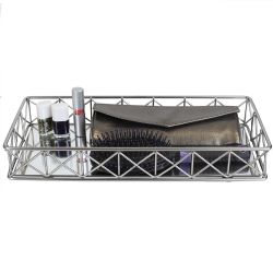 8 Wholesale Home Basics Arden Mirrored Vanity Tray, Satin Nickel