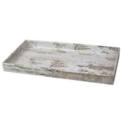 8 Wholesale Home Basics Antique Wood Look Farmhouse Rustic Vintage Plastic Nesting Decorative Vanity Tray, White