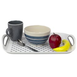 12 Wholesale Home Basics AntI-Slip Plastic Serving Tray With Easy Grip Handles, White