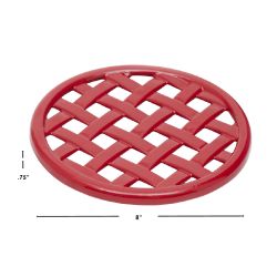 6 Wholesale Home Basics Weave Round Cast Iron Trivet, Red