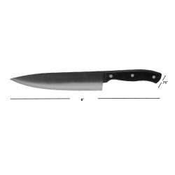 24 Wholesale Home Basics 8" Stainless Steel Chef Knife With Contoured Bakelite Handle, Black