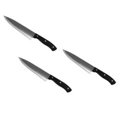 24 Wholesale Home Basics 8" Stainless Steel Chef Knife With Contoured Bakelite Handle, Black