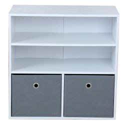 Wholesale Home Basics 2 Cube Shelf With Two NoN-Woven Bins, White