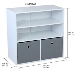 Wholesale Home Basics 2 Cube Shelf With Two NoN-Woven Bins, White