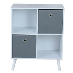 Wholesale Home Basics 4 Cube Organizer With Two Bins, White