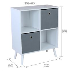 Wholesale Home Basics 4 Cube Organizer With Two Bins, White