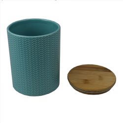 12 Wholesale Home Basics Wave Medium Ceramic Canister, Turquoise