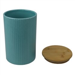 12 Wholesale Home Basics Wave Large Ceramic Canister, Turquoise