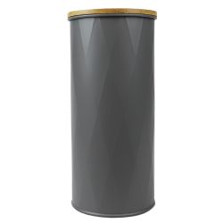 12 Wholesale Home Basics Large 2.2 Ml Tin Canister With Bamboo Lid, Grey