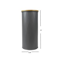 12 Wholesale Home Basics Large 2.2 Ml Tin Canister With Bamboo Lid, Grey
