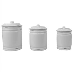2 Wholesale Home Basics Bella 3 Piece Ceramic Canisters, White