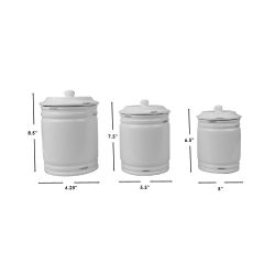 2 Wholesale Home Basics Bella 3 Piece Ceramic Canisters, White