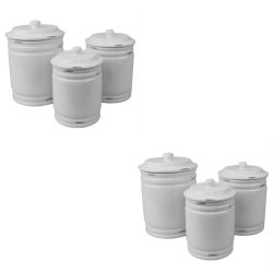 2 Wholesale Home Basics Bella 3 Piece Ceramic Canisters, White