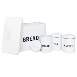 4 Wholesale Home Basics Countryside 4 Piece Tin Counter Storage, White