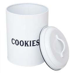 12 Wholesale Home Basics Countryside Cookies Tin Canister, White