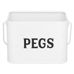 12 Wholesale Home Basics Countryside Tin Peg Holder With Handle, White