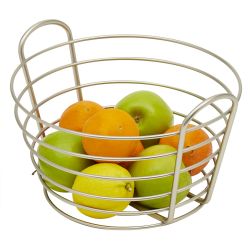 6 Wholesale Michael Graves Design Simplicity Tapered Steel Wire Fruit Basket With Built In Easy Carrying Open Handles, Satin Nickel