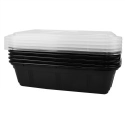 12 Wholesale Home Basic 10 Piece BpA-Free Plastic Meal Prep Containers, Black