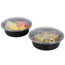 12 Wholesale Home Basics 20 Piece Round Plastic Meal Prep Set With Lids, Black