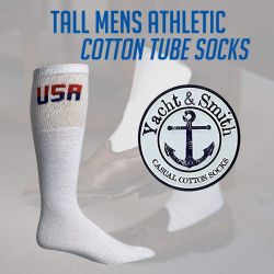 1200 Wholesale Yacht & Smith Men's Cotton 31 Inch Terry Cushioned Athletic White Usa Logo Tube Socks Size 13-16