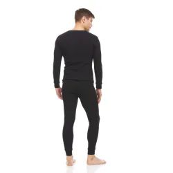 Yacht & Smith Mens Cotton Heavy Weight Waffle Texture Thermal Underwear Set Black Size 2xl