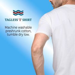 Plus Size Men Cotton T-Shirt Bulk Big Tall Short Sleeve Lightweight Tees 6X-Large, Solid White